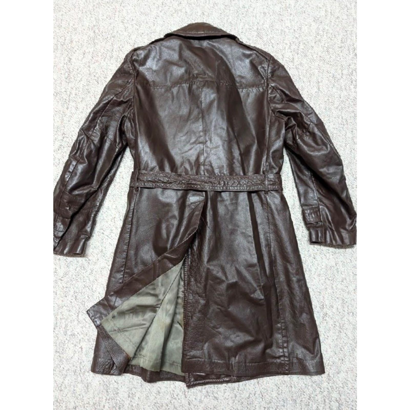 Doublet VINTAGE Stratojac leather coat - belted double breasted brown cowhide - 38 Chest Mens 1970s overcoat Size US S / EU 44-46 / 1 - 2 Thumbnail