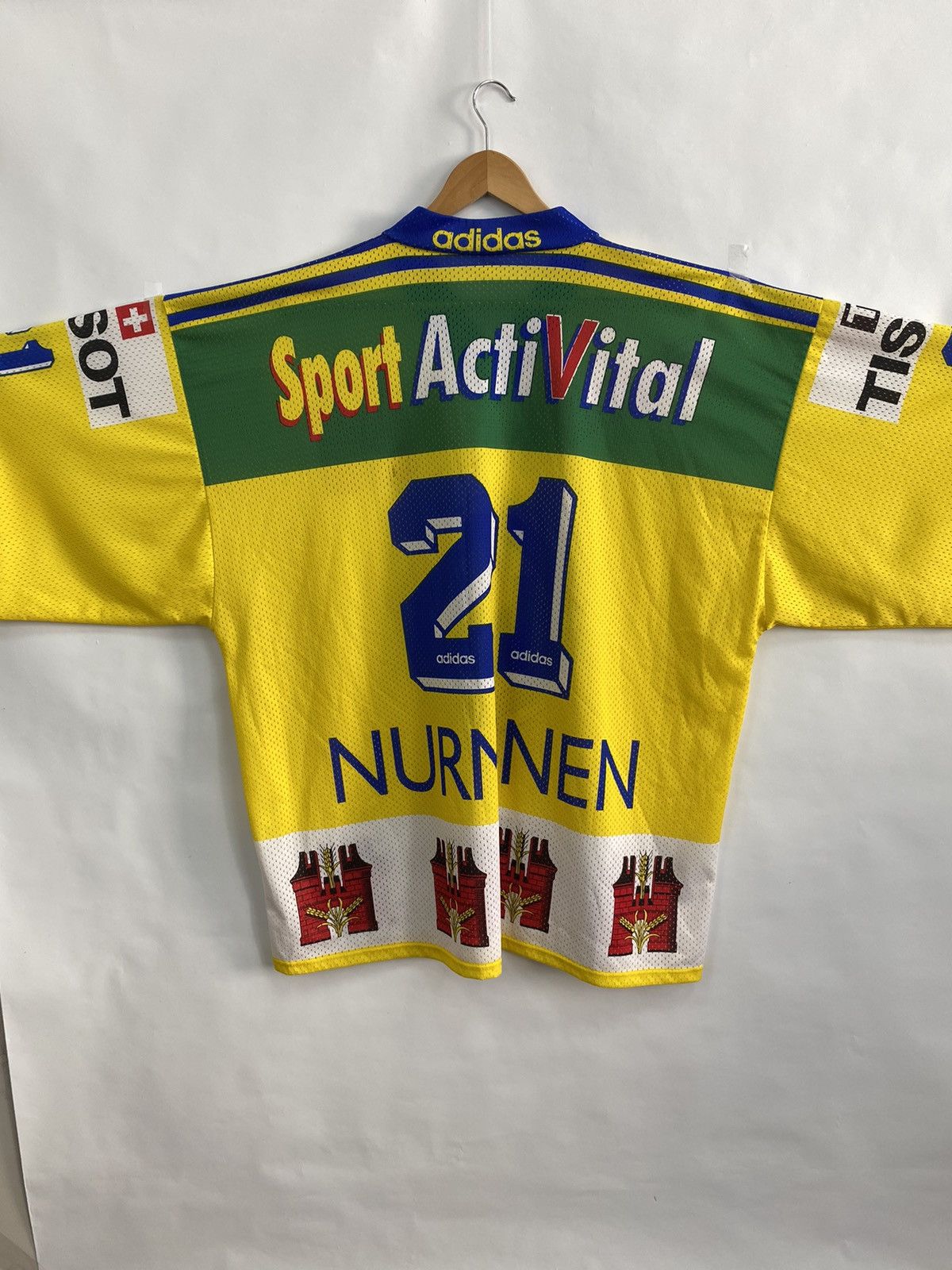 Adidas 🇨🇭 Vintage 90s Adidas Davos 21 Nurminen Hockey Jersey Tissot Size US XL / EU 56 / 4 - 13 Thumbnail