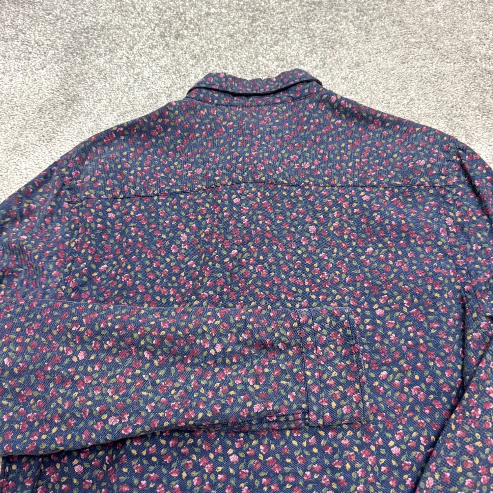 Zara Zara Regular Fit Button-Up Shirt Multicolor Floral Navy Blue Long Sleeve Men M Size US M / EU 48-50 / 2 - 4 Thumbnail