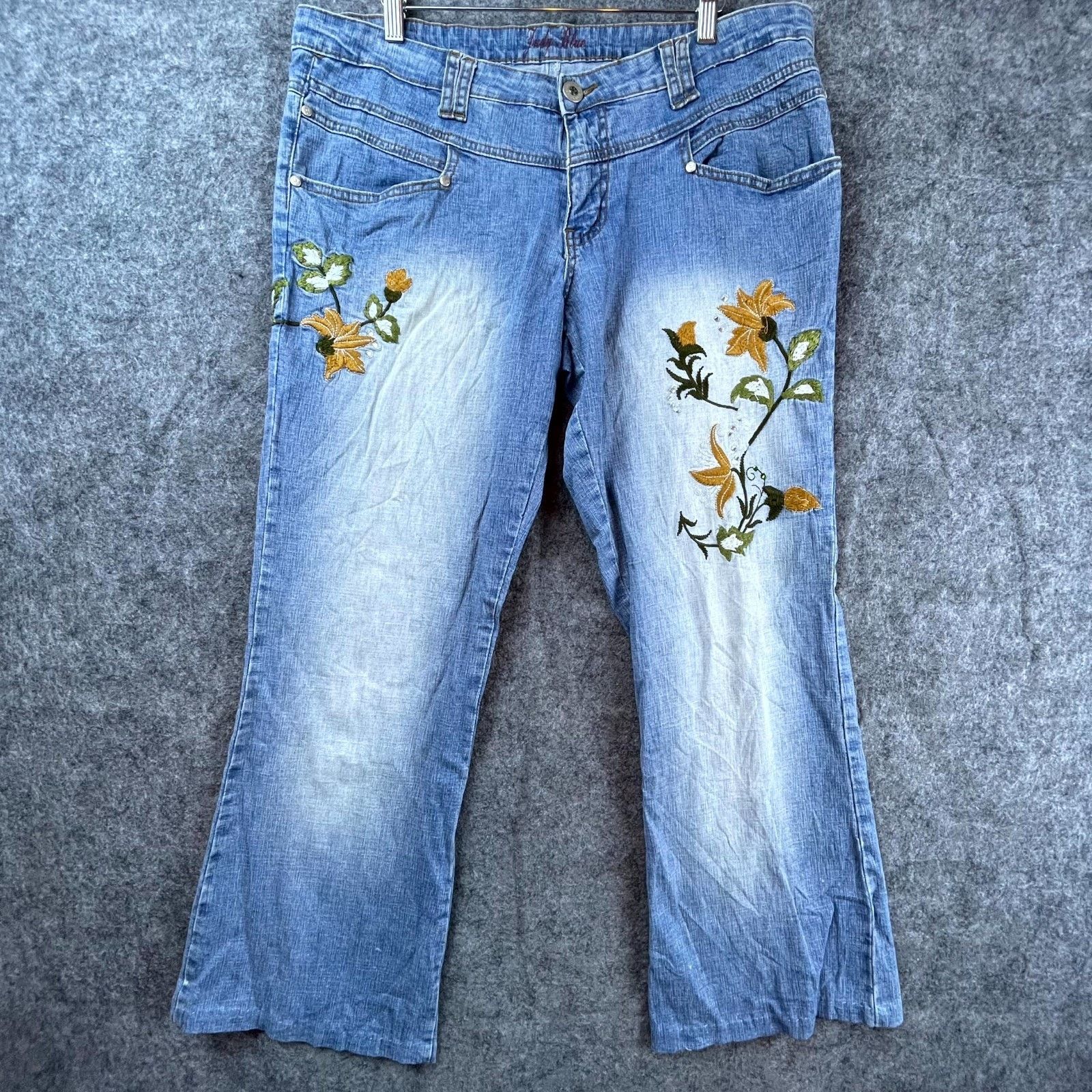 Judy Blue Judy Blue Jeans Women 13 Embroidery Wide Hippie Boho Y2K Size 36" / US 14 / IT 50 - 1 Thumbnail