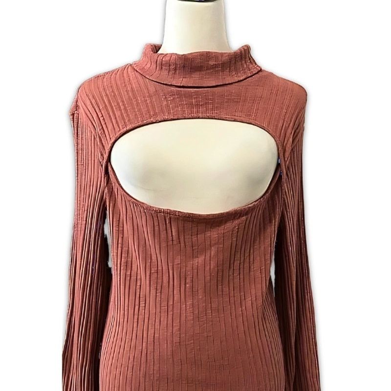 Other Bloomfield Sweater Cutout Turtleneck Rust Pink Womens L NWOT Size L / US 10 / IT 46 - 2 Thumbnail