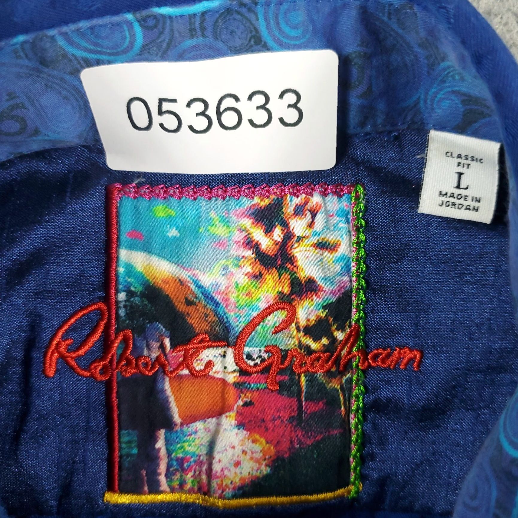 Robert Graham VINTAGE Robert Graham Shirt Men Large Blue Geometric Casual Button Up Short Sleeve Size US L / EU 52-54 / 3 - 6 Thumbnail