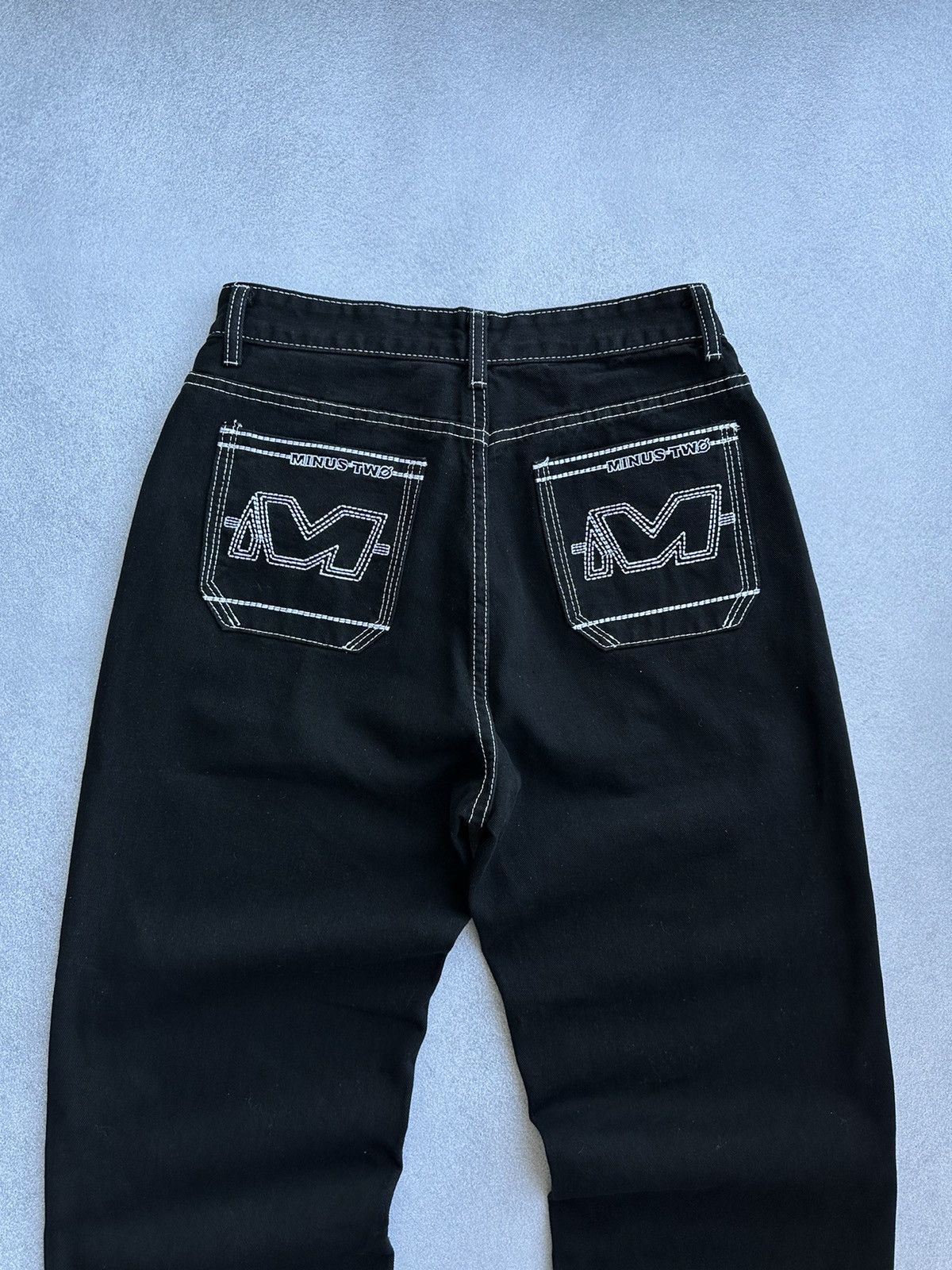 Japanese Brand Vintage Minus Two Japanese Rap Big Logo Black Baggy Jeans Size US 30 / EU 46 - 8 Thumbnail