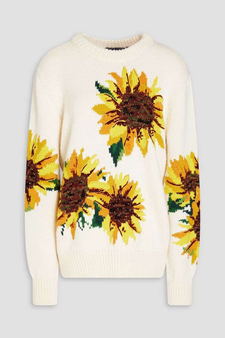 Dolce & Gabbana o1y0925 Floral-Print Sweater in Ivory Size XS / US 0-2 / IT 36-38 - 1 Thumbnail