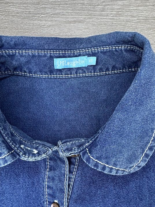 J.McLaughlin Denim Button Down Shirt XS Long Sleeve Chambray Collared Top Size XS / US 0-2 / IT 36-38 - 2 Thumbnail