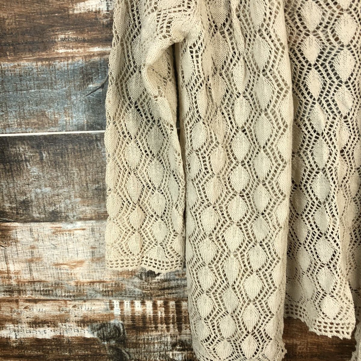 Homespun Knitwear × Japanese Brand Japan vintage crochet meshnet Brown cardigan Knitwear #A1565 Size S / US 4 / IT 40 - 7 Thumbnail