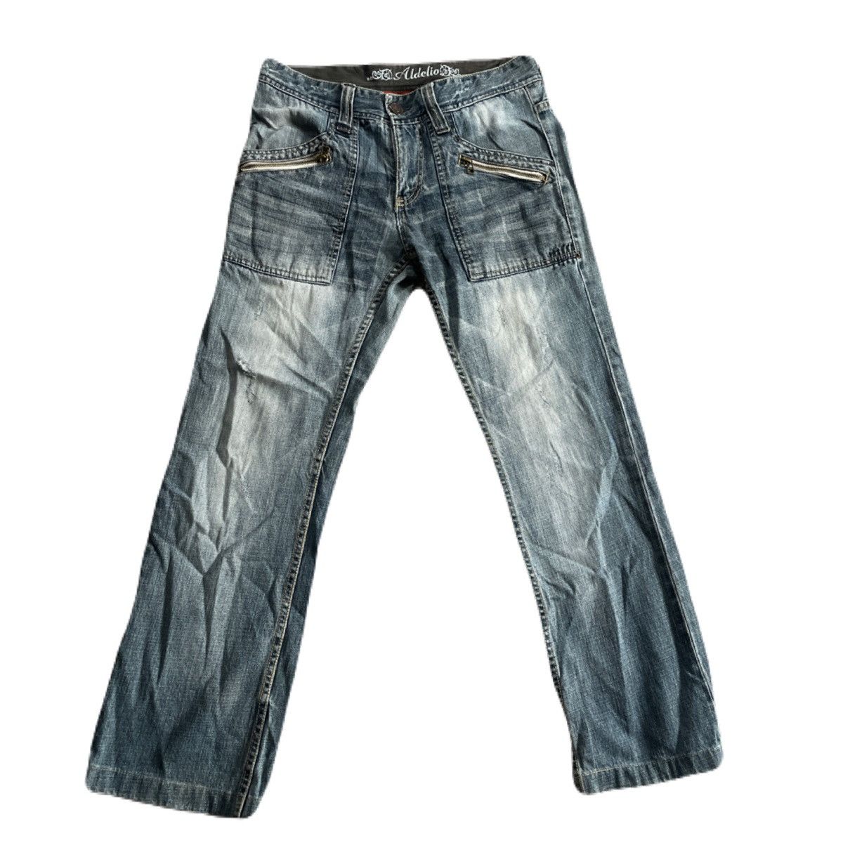 2000s Japanese archive Vkei Zip Gimmick Bootcut Jeans Y2K