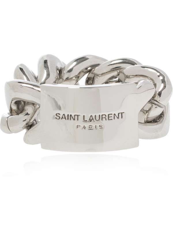 Saint Laurent Paris o1b1hav111124 Size: OS / Chain ID Plaque Ring in Silver Size ONE SIZE - 1 Thumbnail