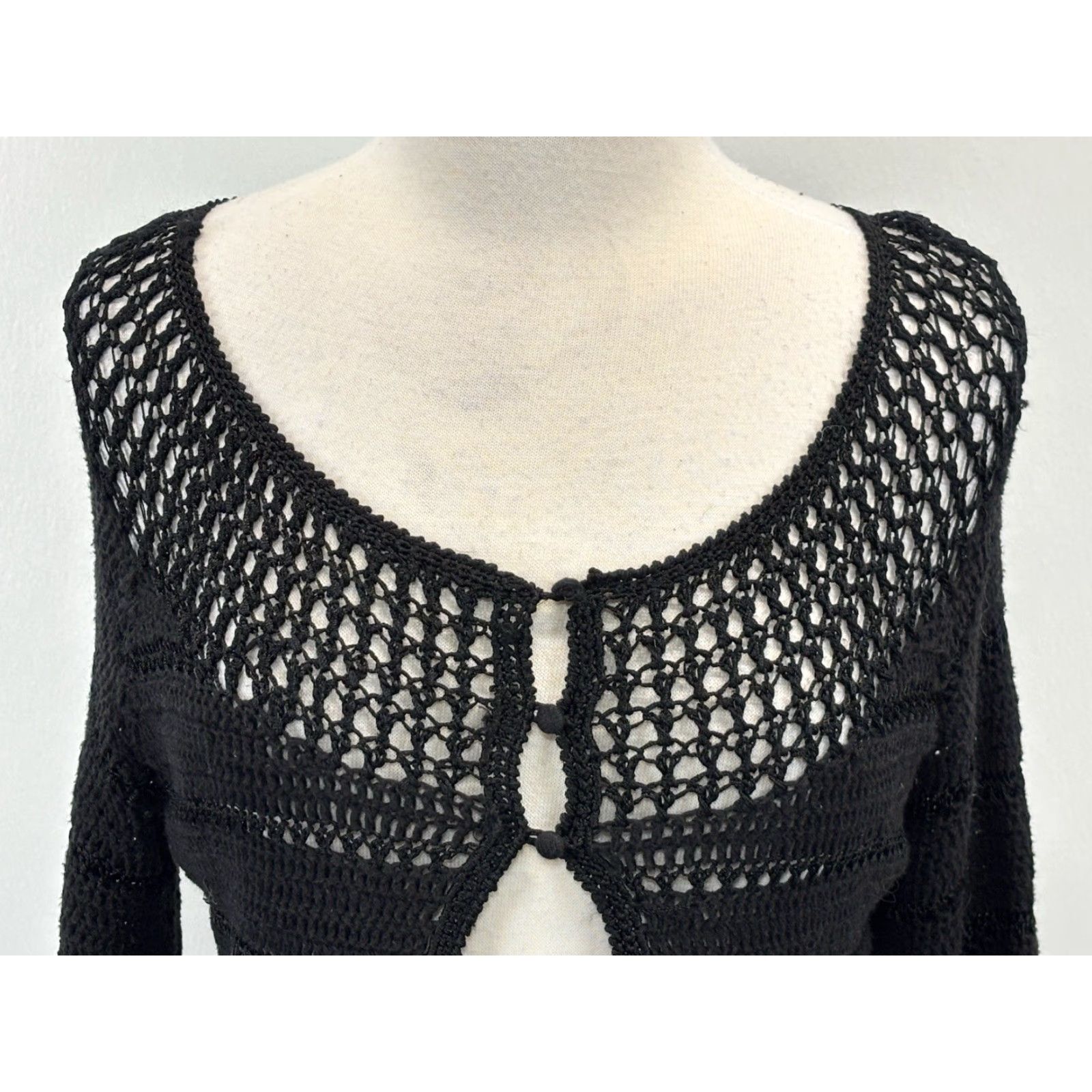 Vintage VINTAGE Y2K INC Crochet Cardigan Sweater Women’s Small Black Whimsigoth Fairy Crop Size S / US 4 / IT 40 - 5 Thumbnail