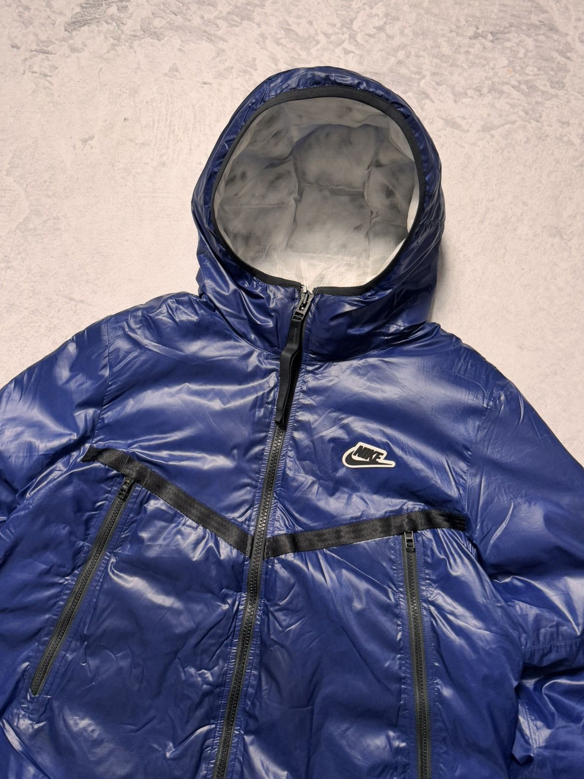 Nike × Vintage 00s Nike Phill Down Hooded Winter Down Jacket Drill Size US L / EU 52-54 / 3 - 2 Thumbnail