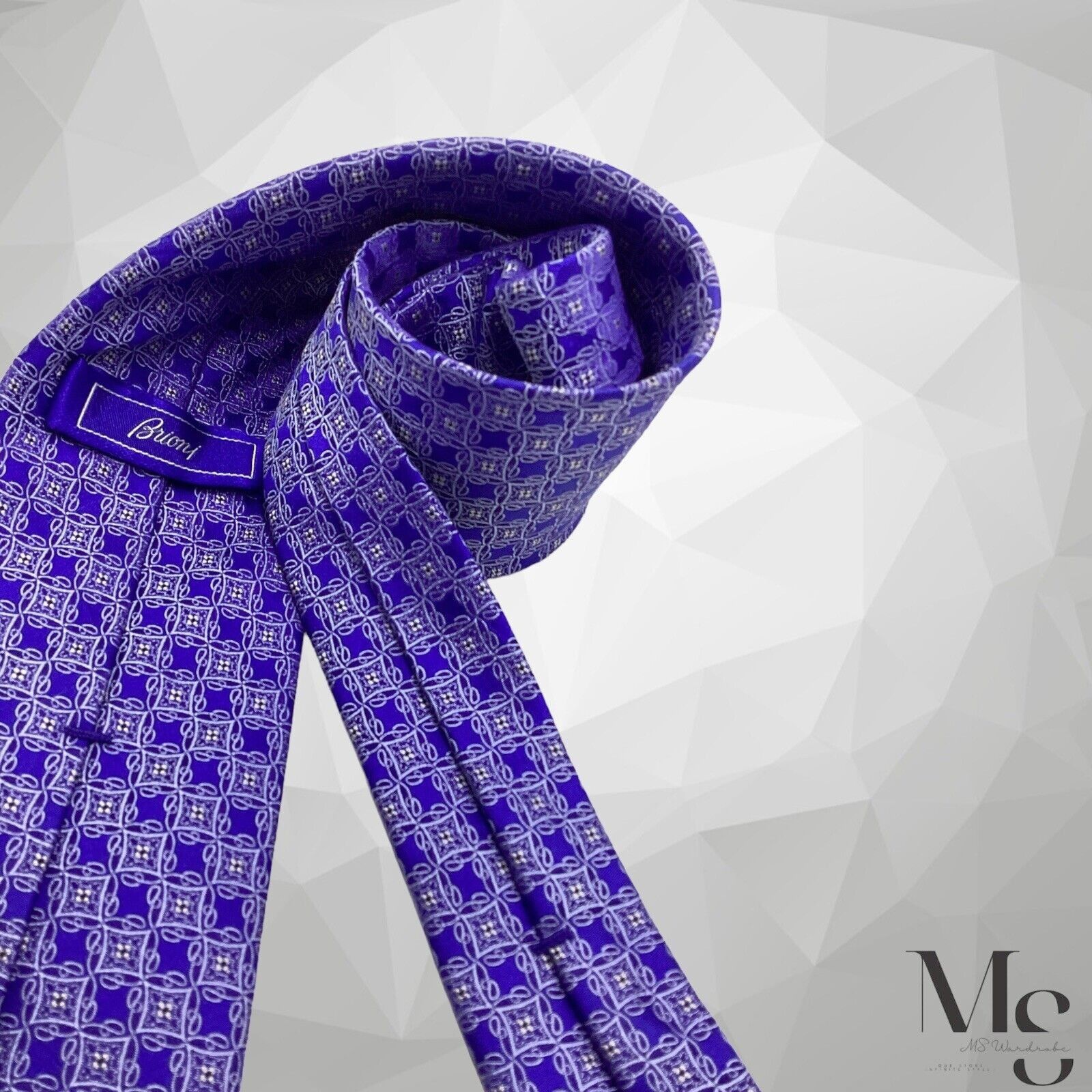 Brioni BRIONI Blue Medallion Luxury Silk Tie Made In Italy W:3.5’’ Size ONE SIZE - 3 Thumbnail