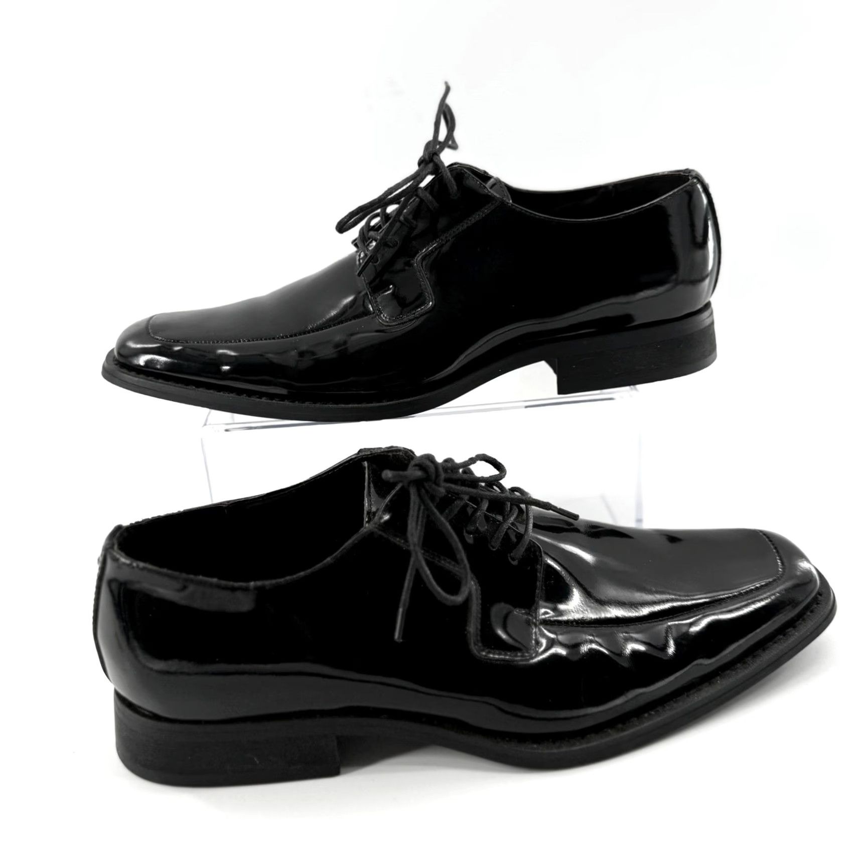Vintage Studio Via Spiga Mens Laconi Oxford D Dress Patent Leather Black 10.5 D Square Toe Formal Shoes Size US 11 / EU 44 - 3 Thumbnail