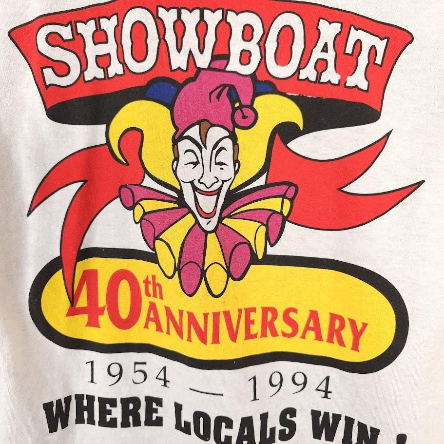 Vintage Vintage Showboat Casino T Shirt Mens Size Medium White 90s Size US M / EU 48-50 / 2 - 4 Thumbnail