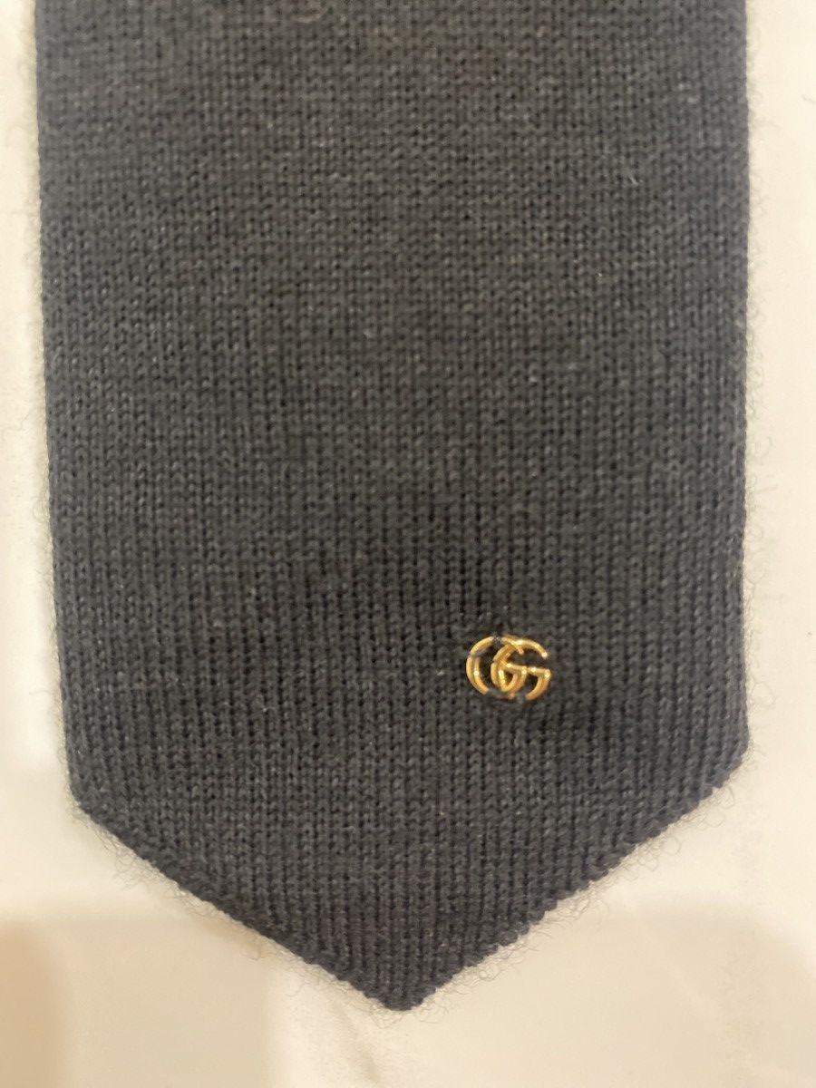 Gucci GUCCI LANA WOOL KNOT BLACK TIE GOLD GG DETAIL Size ONE SIZE - 8 Thumbnail