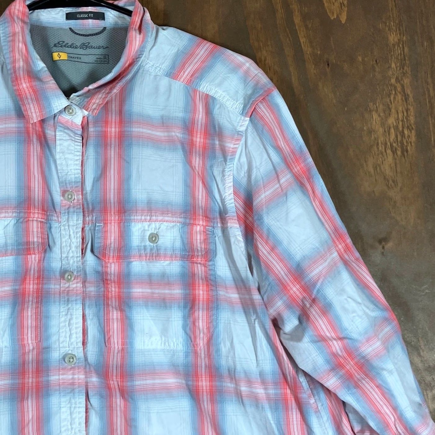 Eddie Bauer VINTAGE Eddie Bauer Womens Shirt Travex Pink Plaid Button Down Classic Fit Stretch XL Size XL / US 12-14 / IT 48-50 - 5 Thumbnail