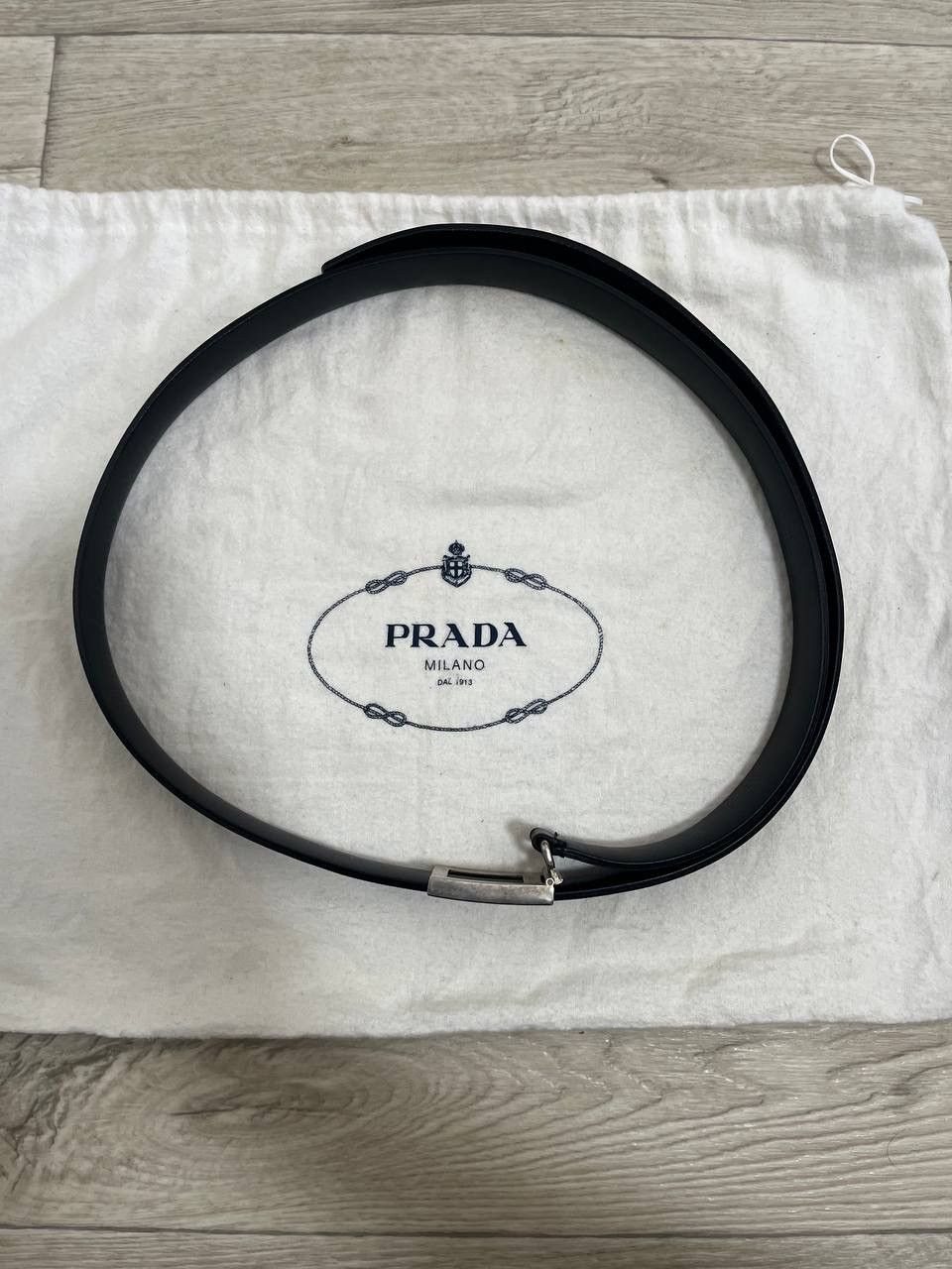 Prada Vintage Prada Black Smooth Leather Belt w/ Silver Buckle Size ONE SIZE - 3 Thumbnail