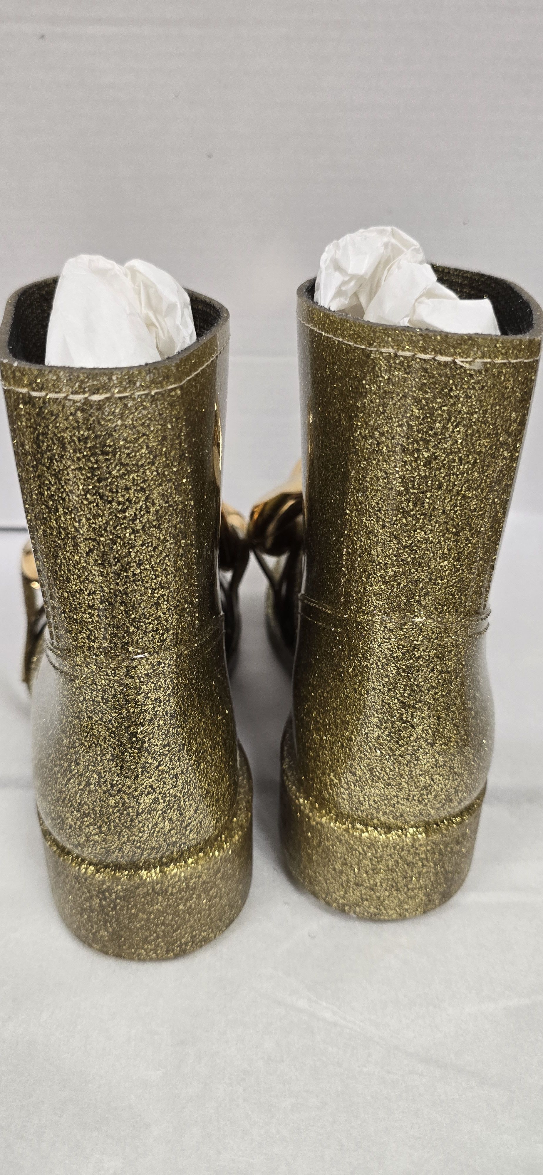 JW Anderson Gold Glitter Chain Rubber Rain Boots Wellies $400 Size US 7 / IT 37 - 2 Thumbnail
