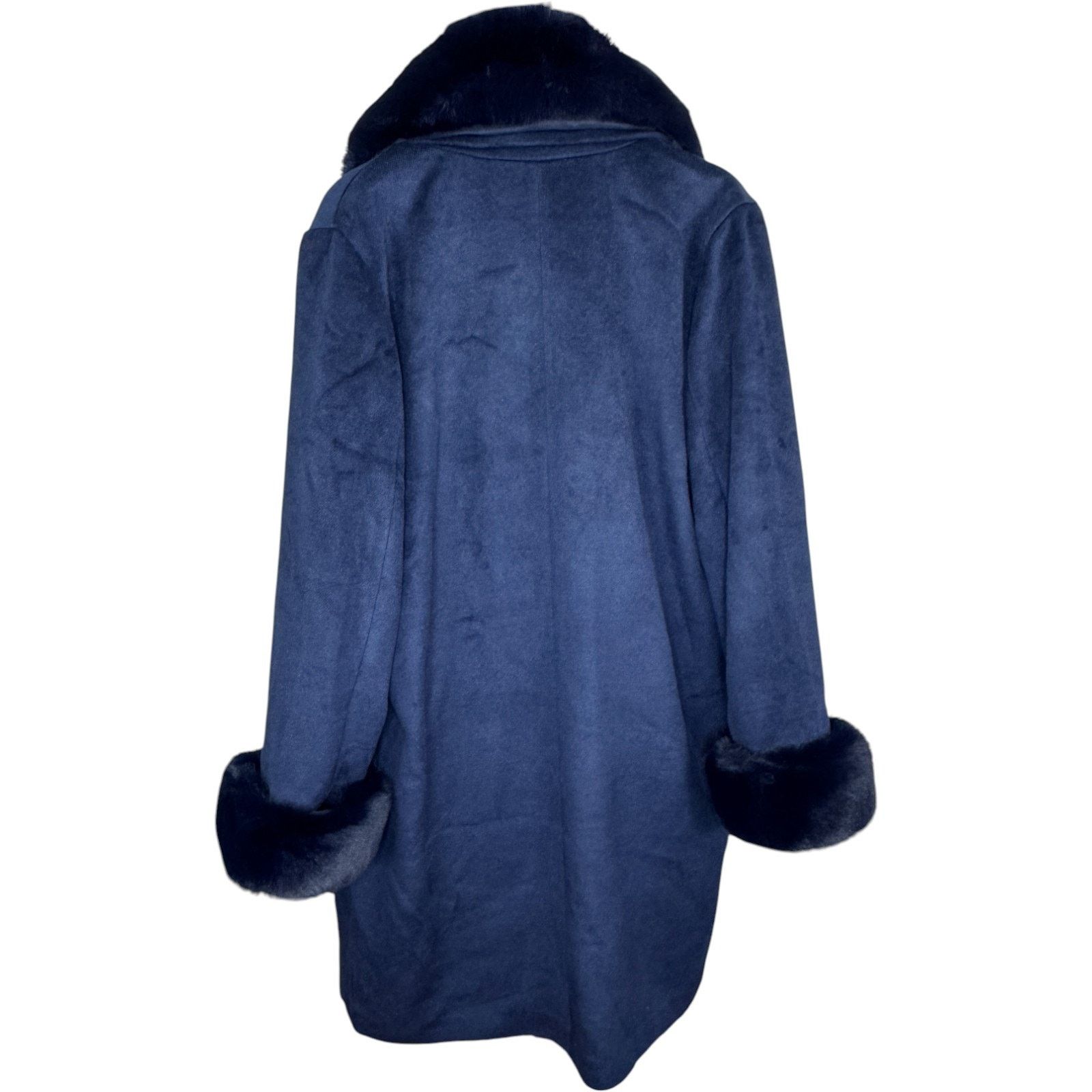 Other Thread Collective Faux Fur Trimmed Coat Navy Large Size L / US 10 / IT 46 - 3 Thumbnail
