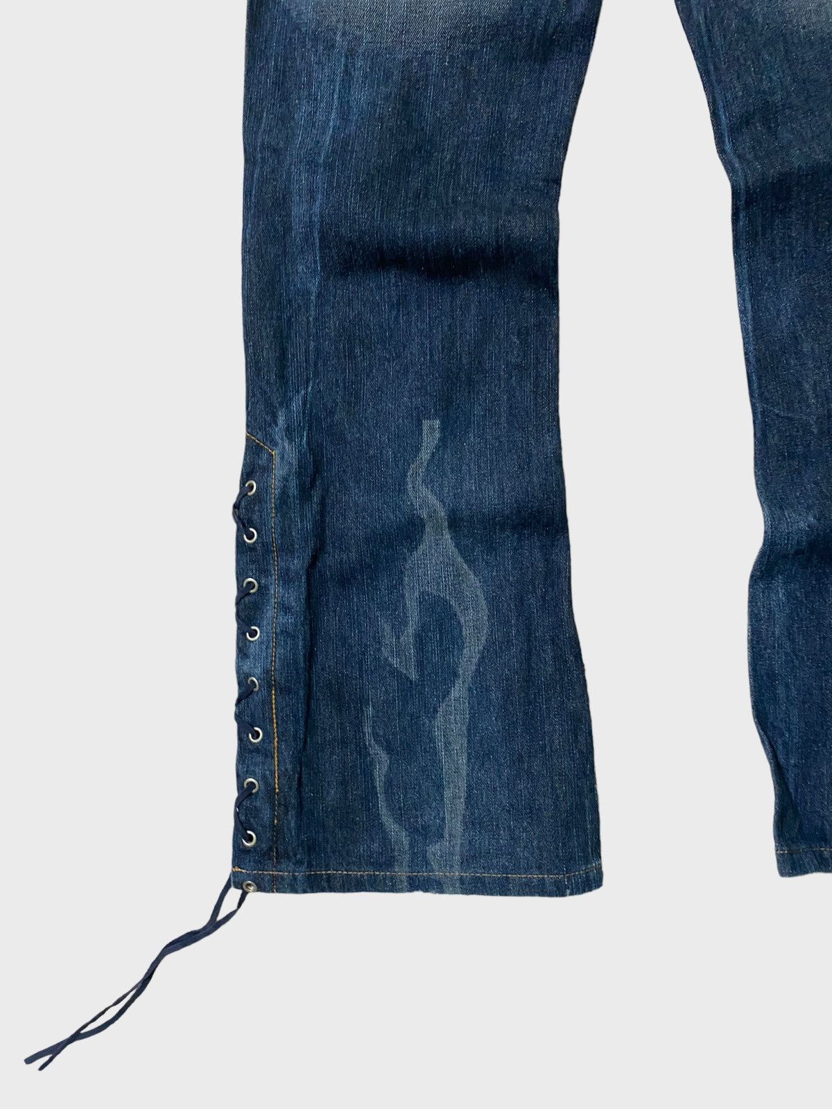 If Six Was Nine Flared Sho Bernings Lace Distressed Style Denim Size US 31 - 15 Thumbnail