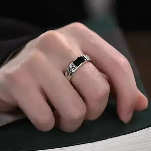 Jewelry Dragon Pattern Ring in Silver, Men's