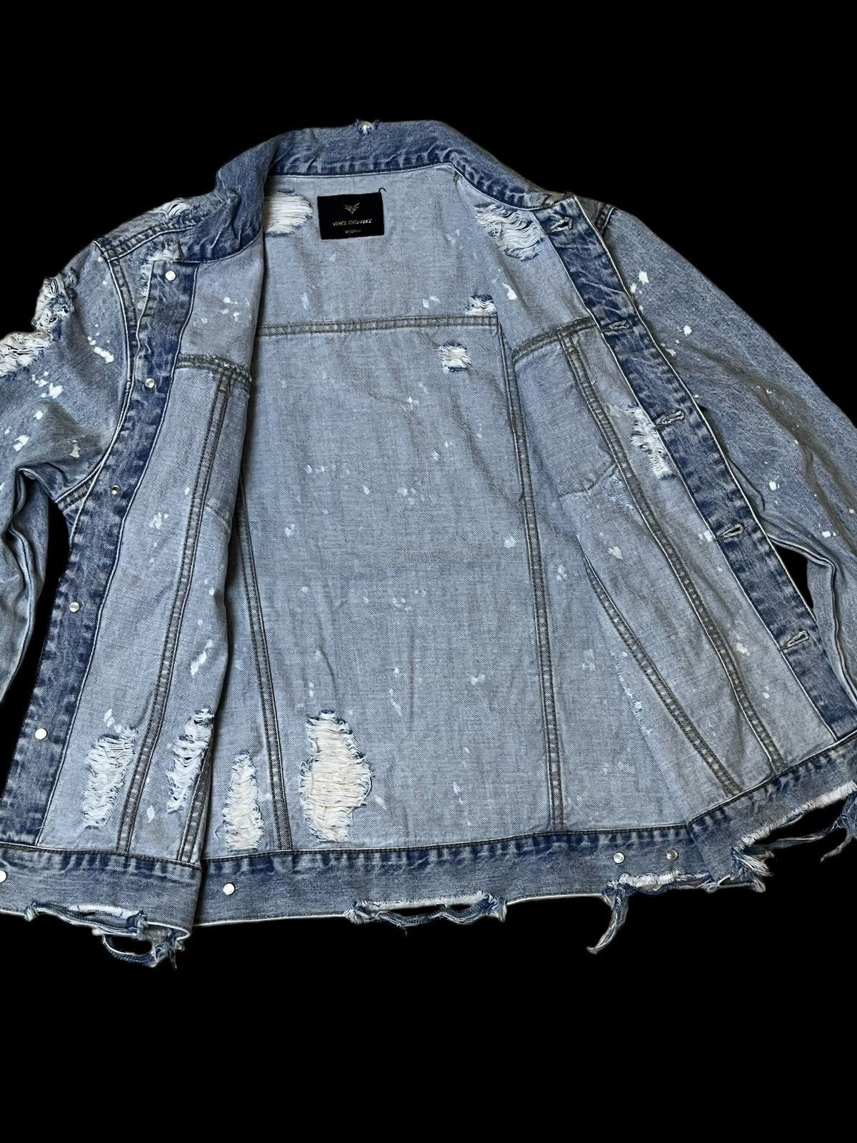 Japanese Brand SICK Y2K VENCE EXCHANGE SUPER DISTRESSED PUNK DENIM JACKET Size US M / EU 48-50 / 2 - 3 Thumbnail