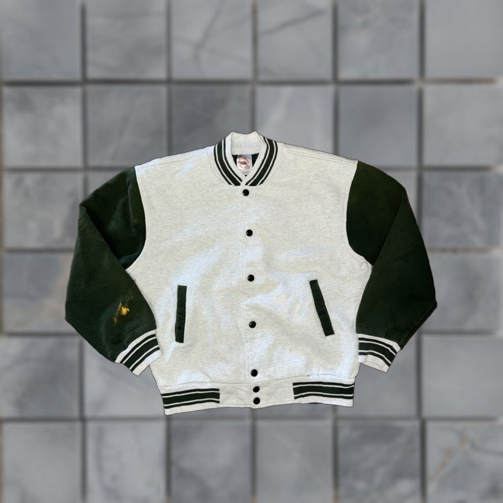 Fruit Of The Loom VINTAGE Fruit Of The Loom Jacket Men Green Cotton Letterman Varsity M Size US M / EU 48-50 / 2 - 1 Thumbnail