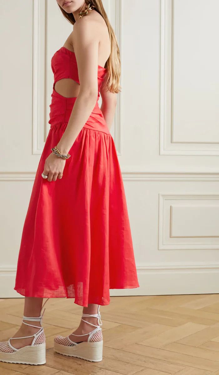 Zimmermann Lyre Wrap Tie Side Midi Dress Size L / US 10 / IT 46 - 2 Thumbnail