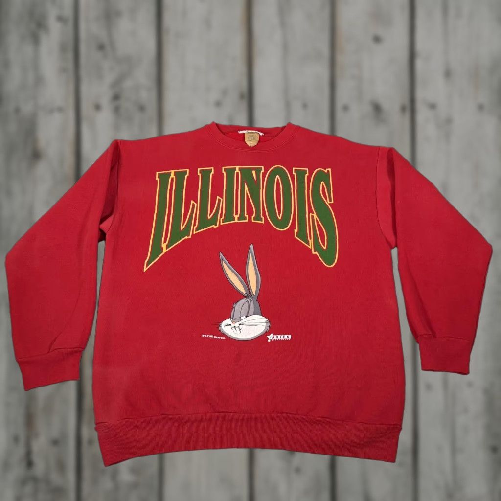 Vintage VINTAGE Artex Sweatshirt Mens Large Red Bugs Bunny Illinois 90s Cartoon College University Graphic Print Crew Neck Pullover Fleece Size US L / EU 52-54 / 3 - 1 Thumbnail