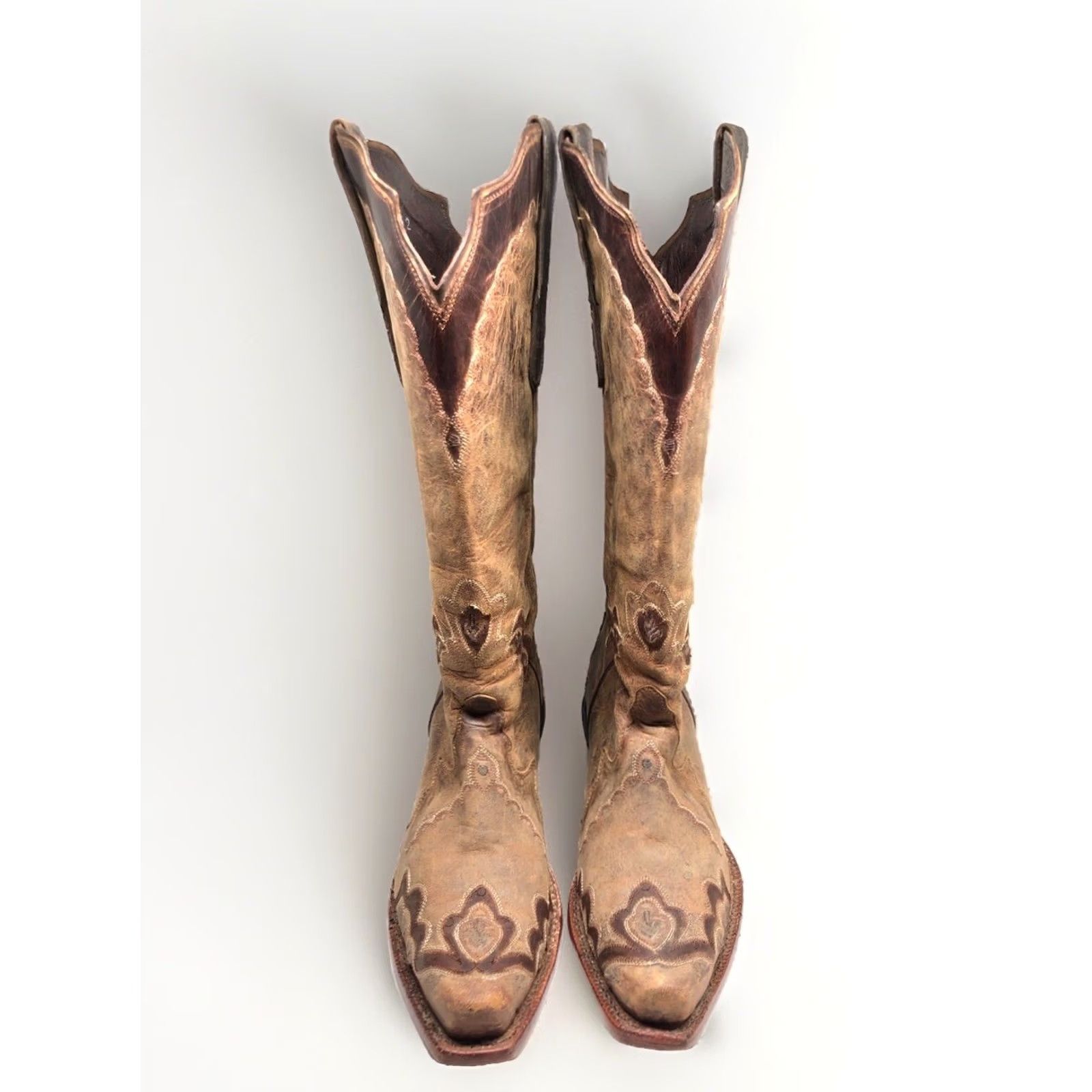 Tony Lama Tony Lama Women’s Boots Sz 8 Snip Toe Western Brown Tan 6071L Size US 8 / IT 38 - 2 Thumbnail