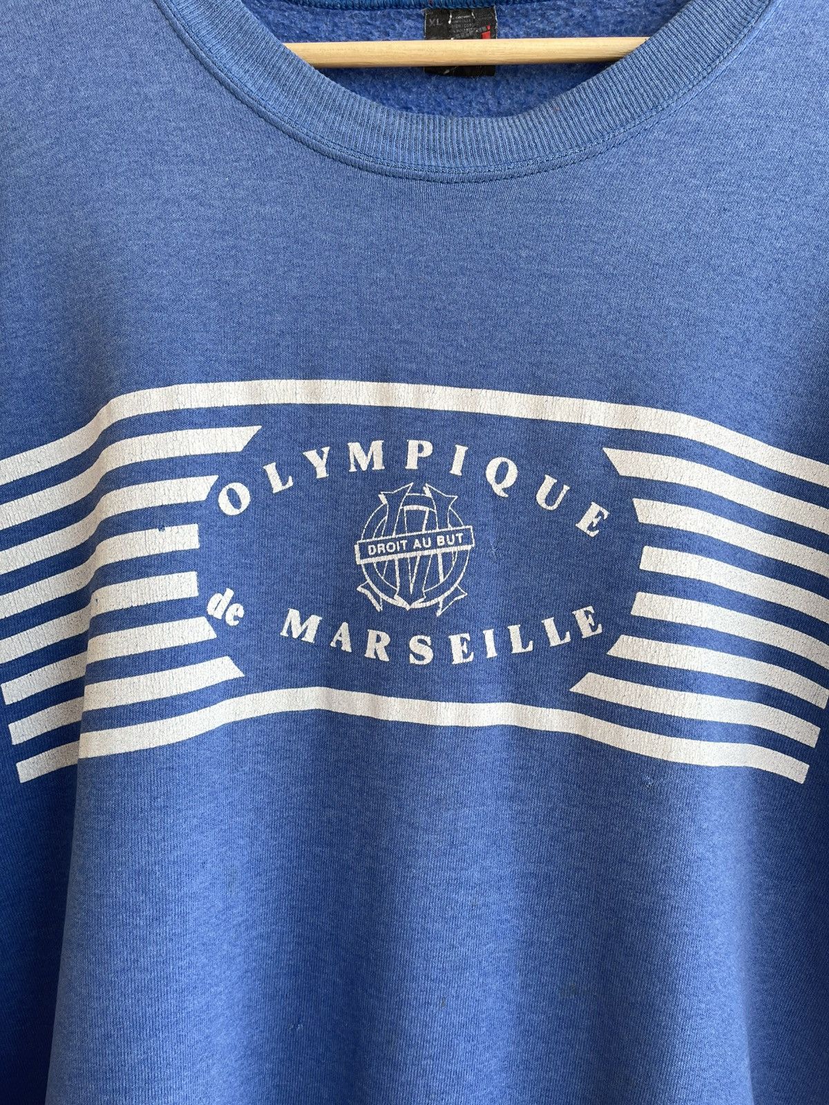 Vintage Olympique De Marseille Logo Football Sweatshirt 90s Soccer Size US XL / EU 56 / 4 - 4 Thumbnail