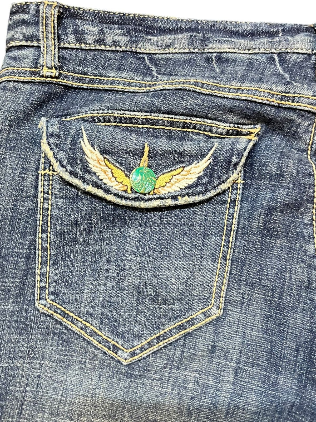Japanese Brand Vintage Japanese Brand Flare Emboidery Stretch Denim Size US 35 - 7 Thumbnail