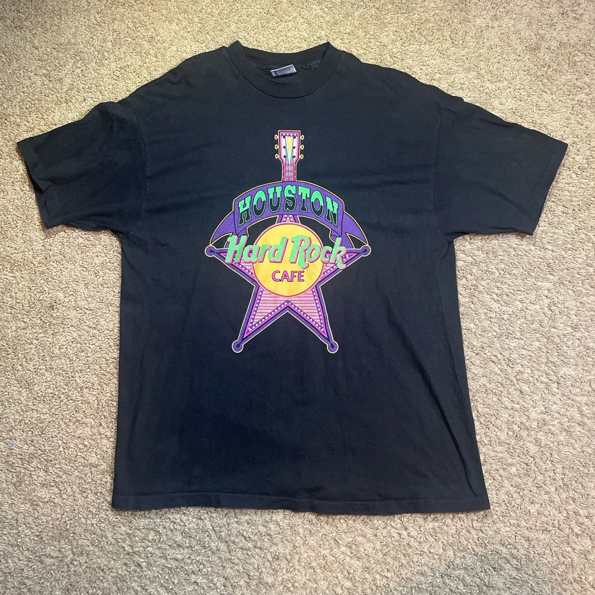 Hard Rock Cafe × Vintage Vintage 90s Hard Rock Cafe Houston Texas T-Shirt Size US XL / EU 56 / 4 - 1 Thumbnail