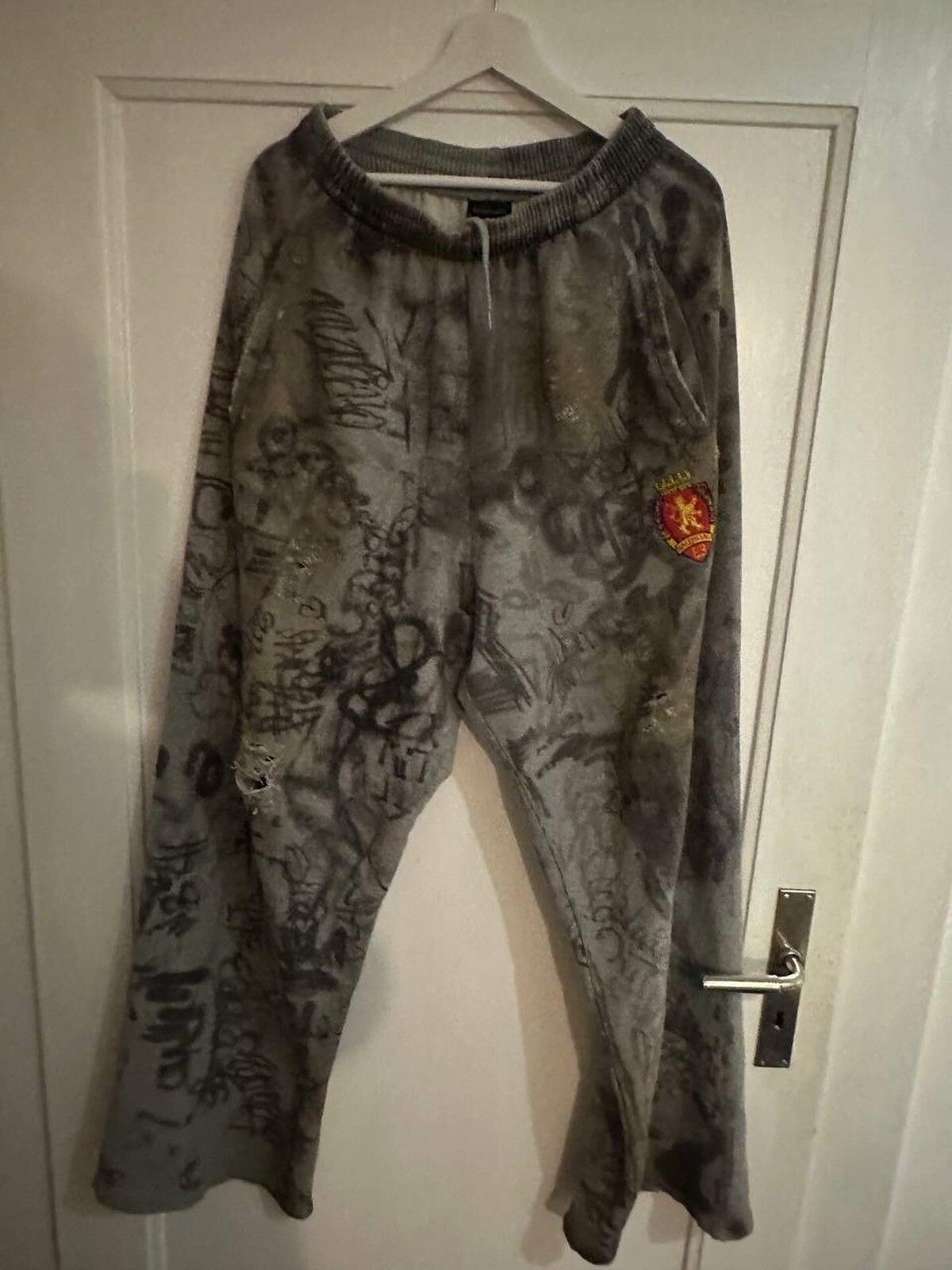 Pre-owned Balenciaga Graffiti Skater Sweatpants In Grey