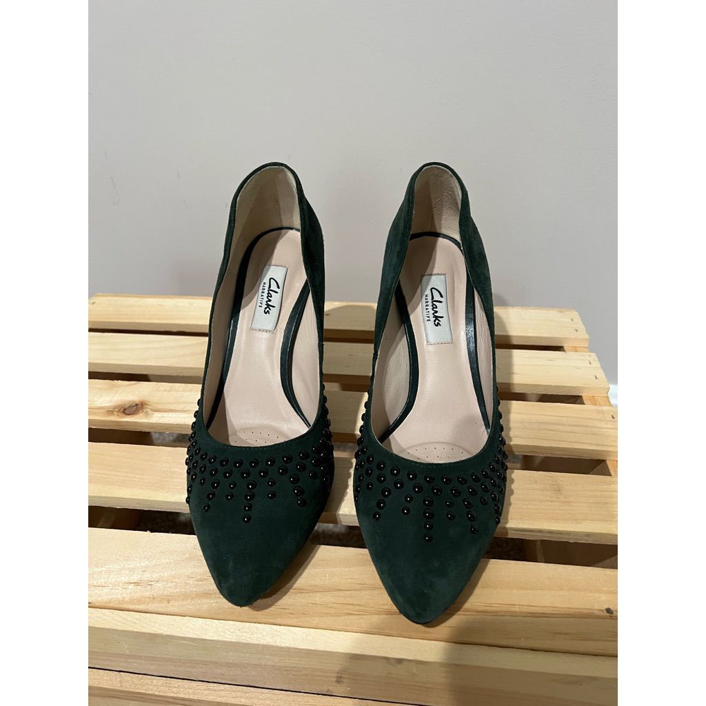 Clarks Clarks Narrative Women's Pump Heels Shoes Suede Dark Green B Size US 7 / IT 37 - 11 Thumbnail