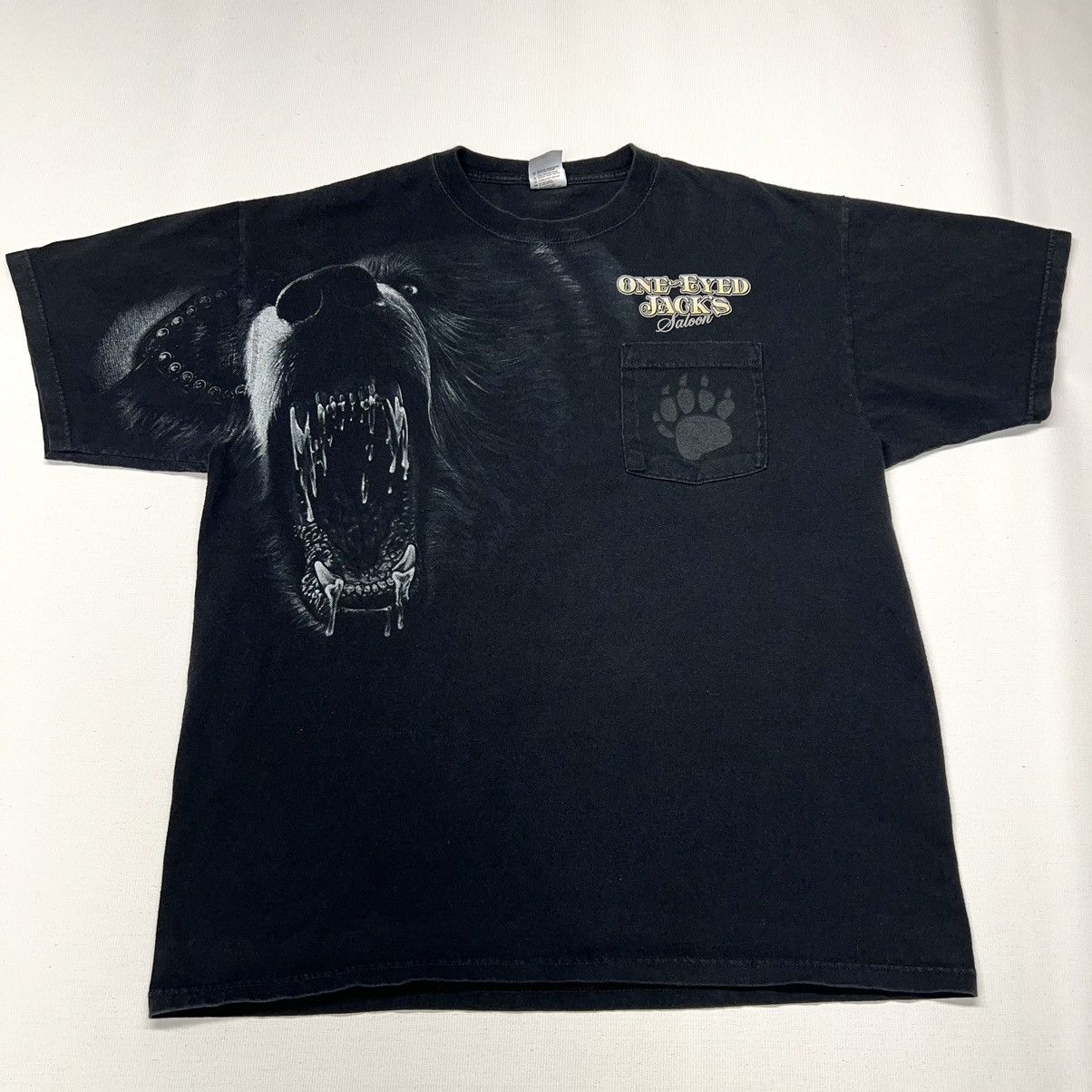 Vintage Motorcycle Saloon Tee Shirt Black Bear One Eyed Jacks Biker Size US XL / EU 56 / 4 - 1 Thumbnail
