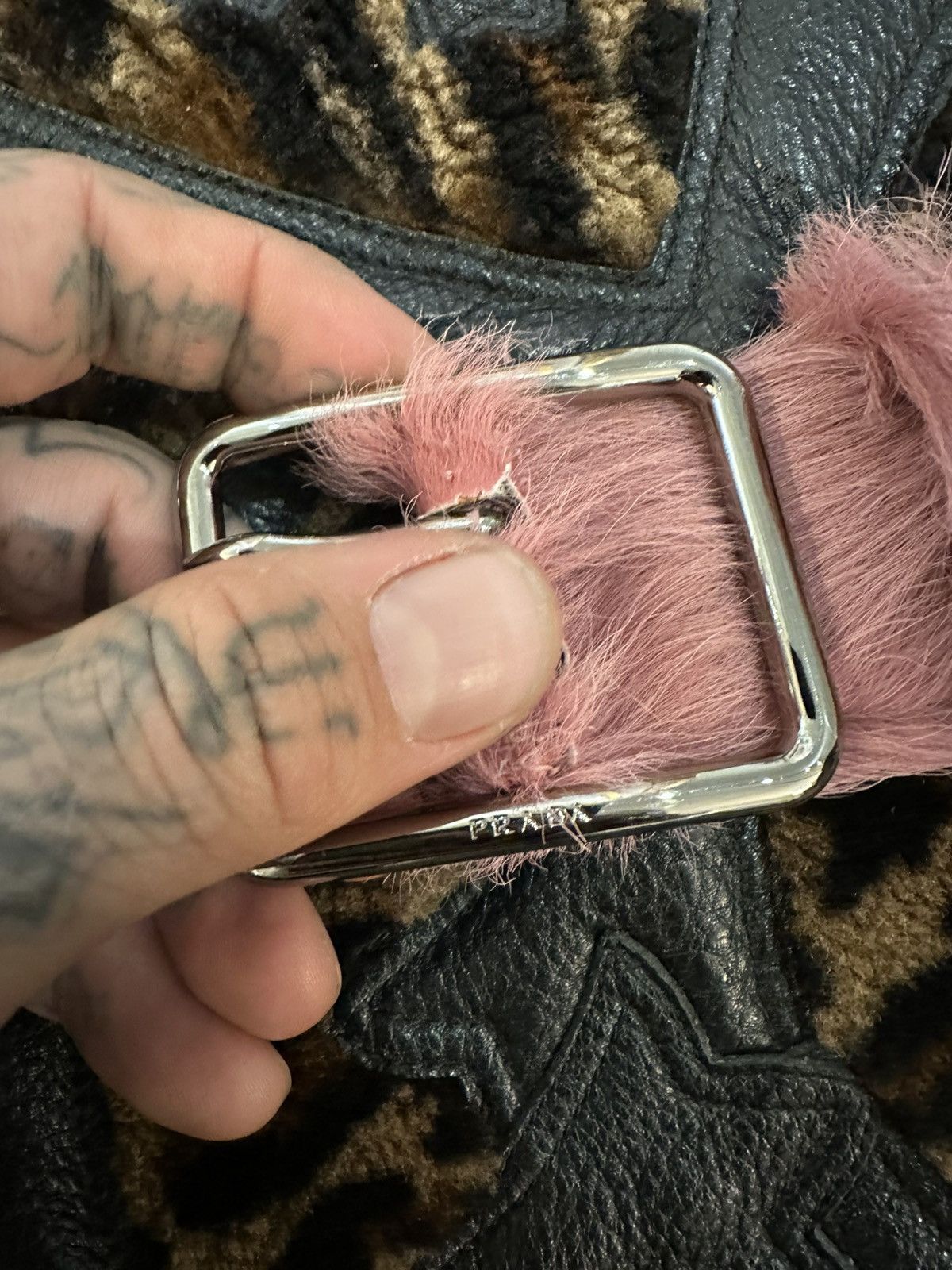 Prada Prada Archive runway pink fuzzy hair belt sz 28-31 Size ONE SIZE - 5 Thumbnail