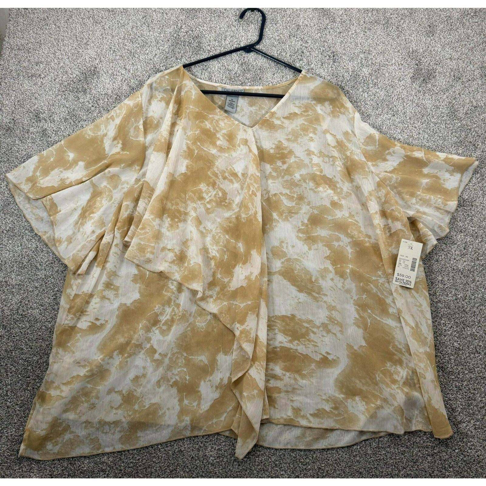 Other Catherines Blouse 3X 26/28 Plus Boho Asymmetrical Watercolor Size 3XL / US 20-22 - 1 Thumbnail