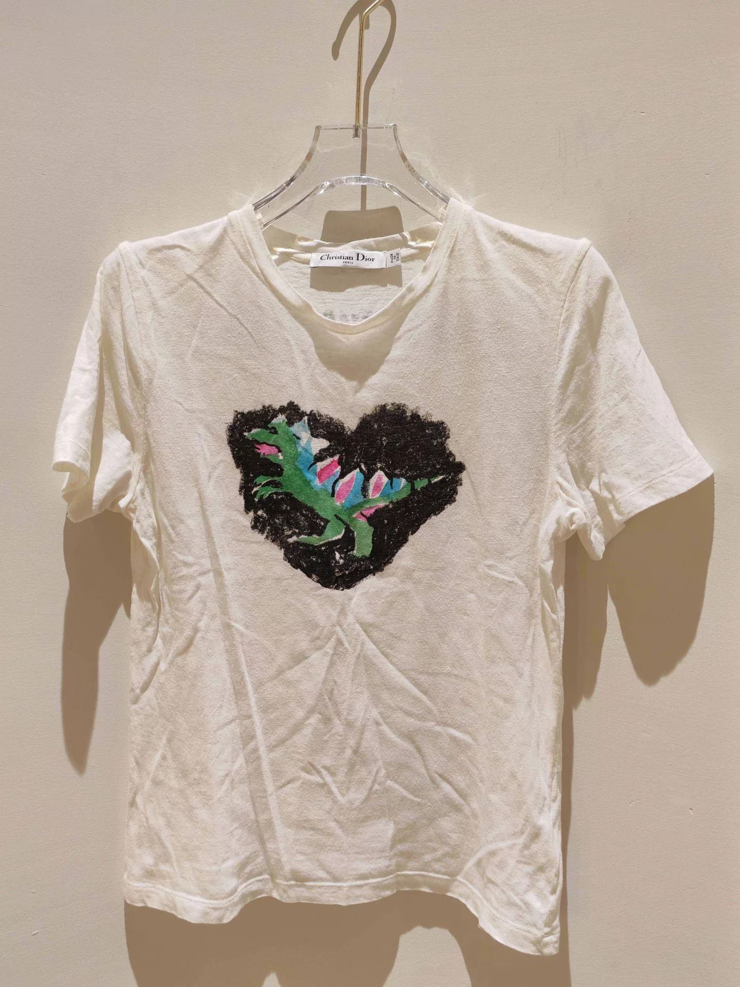 Dior Dior Heart Dinosaur Print Cotton T-shirt Size XS / US 0-2 / IT 36-38 - 1 Thumbnail