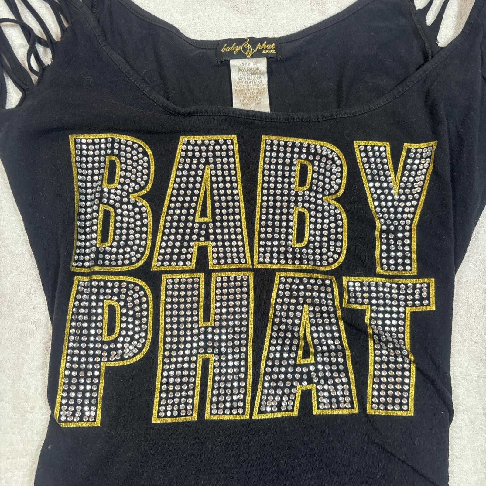 Other y2k baby phat rhinestone bedazzled top with sleeve cuttouts Size L / US 10 / IT 46 - 3 Thumbnail