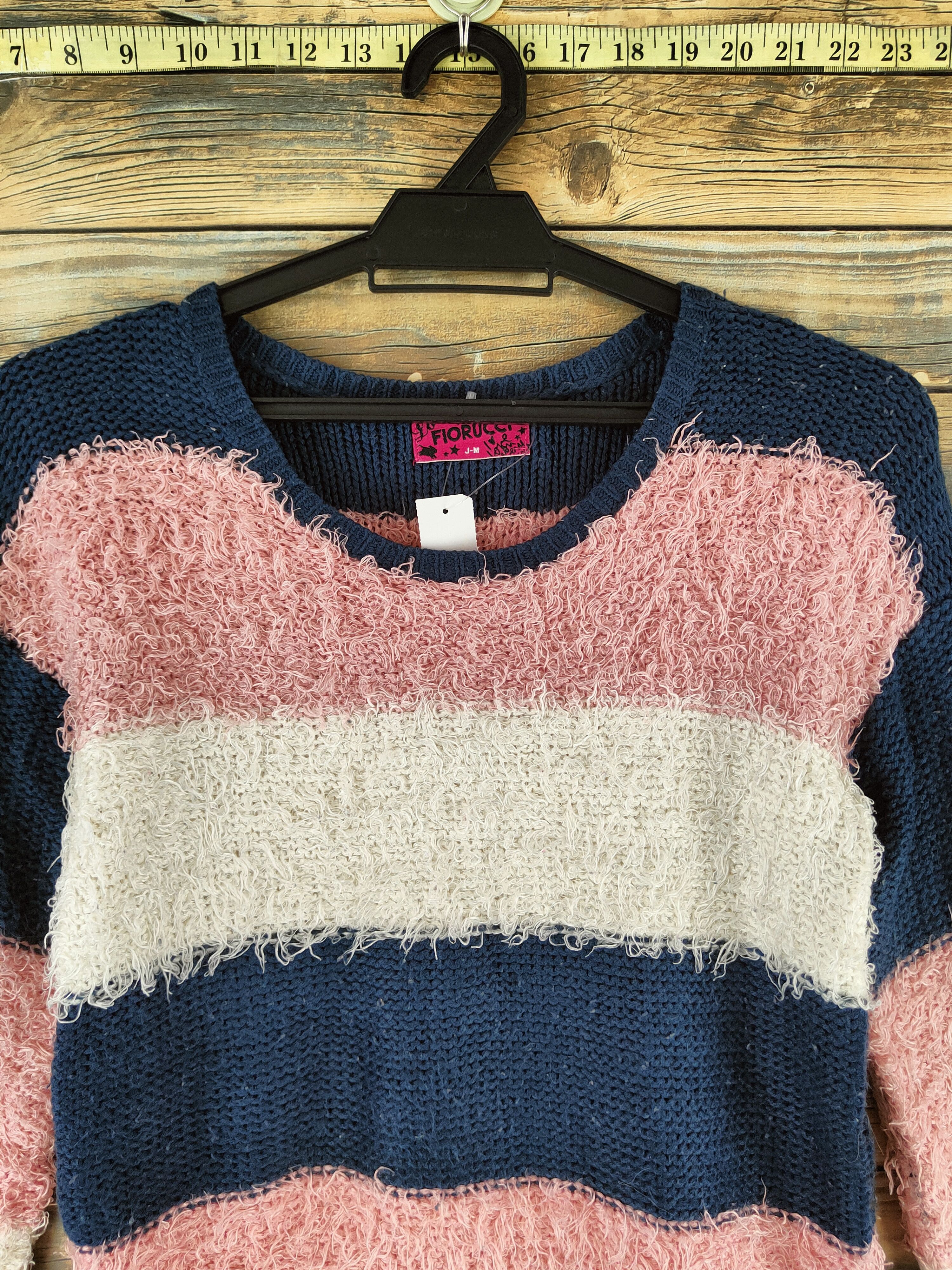 Fiorucci DL Fiorucci Navy Pink Fur Mohair Knitwear #46-538 Size S / US 4 / IT 40 - 2 Thumbnail
