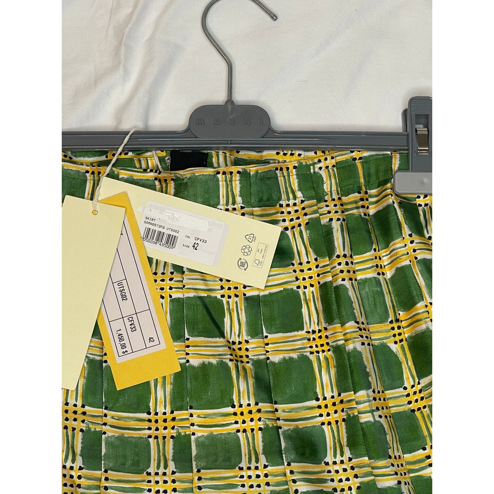 Marni Marni Check Field Silk Skirt, NWT Size 42 Size 28" / US 6 / IT 42 - 5 Thumbnail