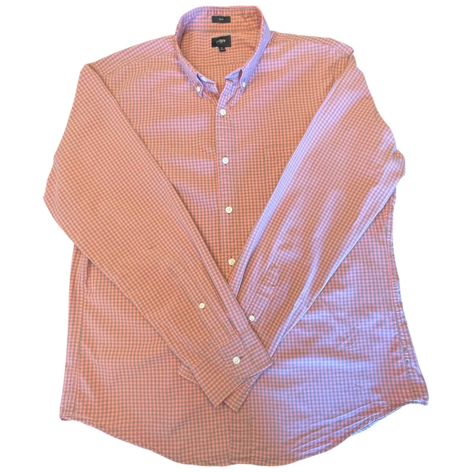 J.Crew J.Crew Mens XL Slim Fit Buttondown Shirt Gingham Orange Gray Size US L / EU 52-54 / 3 - 1 Thumbnail