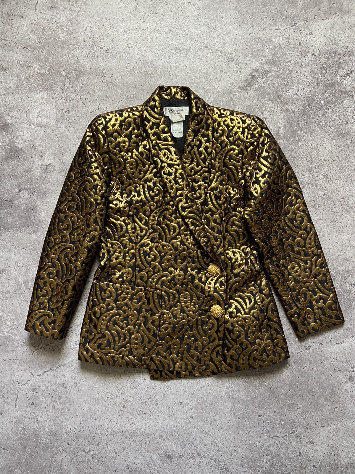 Yves Saint Laurent Yves Saint Laurent Variation Gold Jacquard Pattern Blazer Size XL / US 12-14 / IT 48-50 - 1 Thumbnail