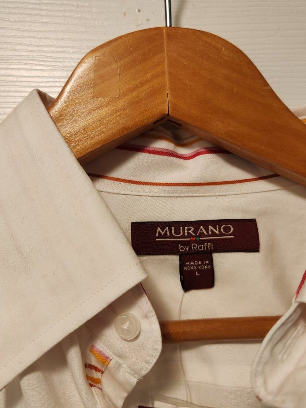 Murano Murano men's new white cotton casual shirt size: L Size US L / EU 52-54 / 3 - 2 Thumbnail