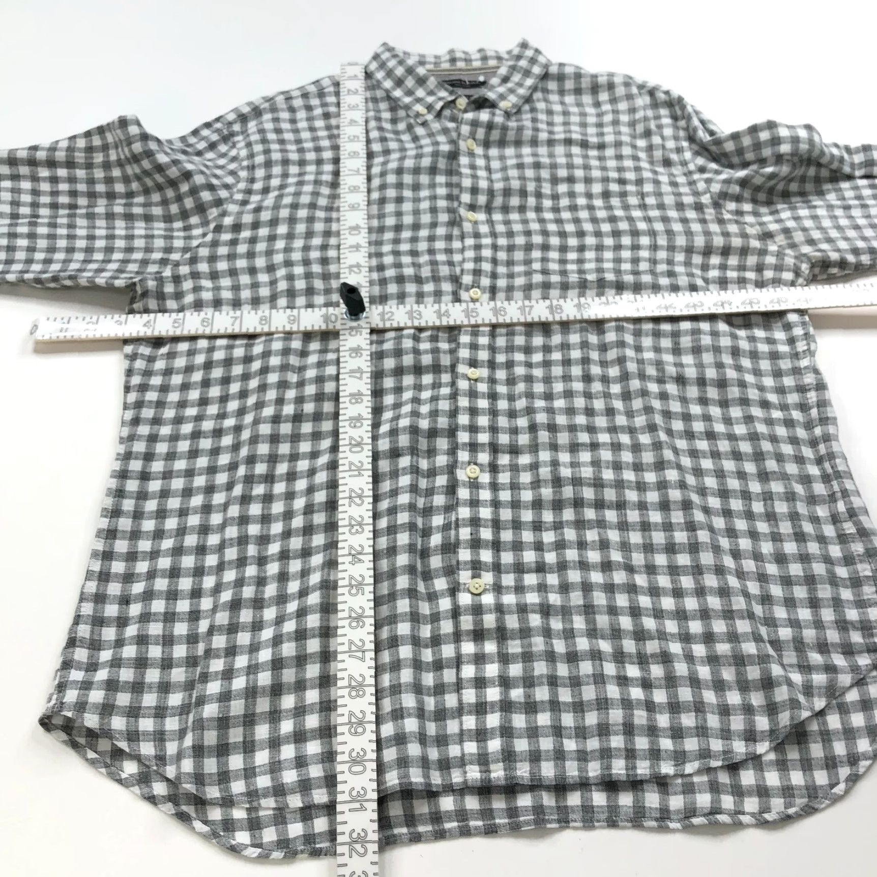 Banana Republic Banana Republic Camden Fit XL 18/38 100% Linen LS Check Casual Shirt Gray PLS RE Size US XL / EU 56 / 4 - 5 Thumbnail