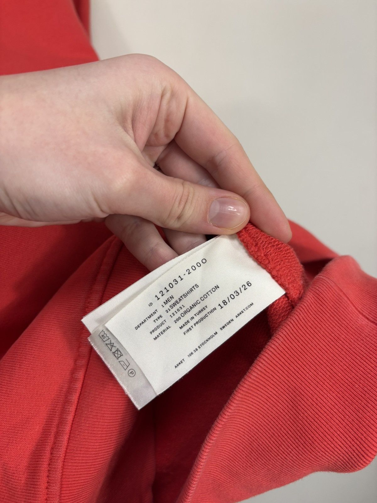 Arket Arket Men’s Red Organic Cotton Classic Basic Sweatshirt Size US L / EU 52-54 / 3 - 9 Thumbnail