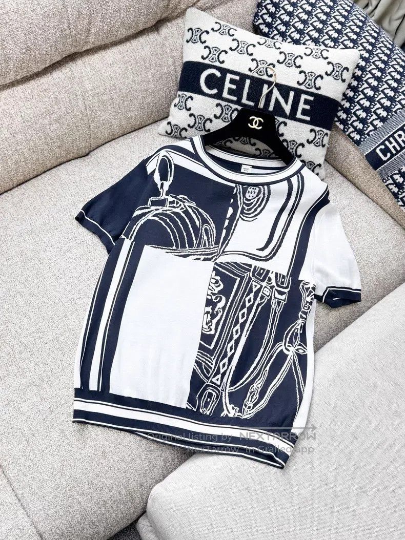 Hermes Hermes 24 Spring/Summer Deep Blue and White Rein Pattern K Size XS / US 0-2 / IT 36-38 - 2 Thumbnail