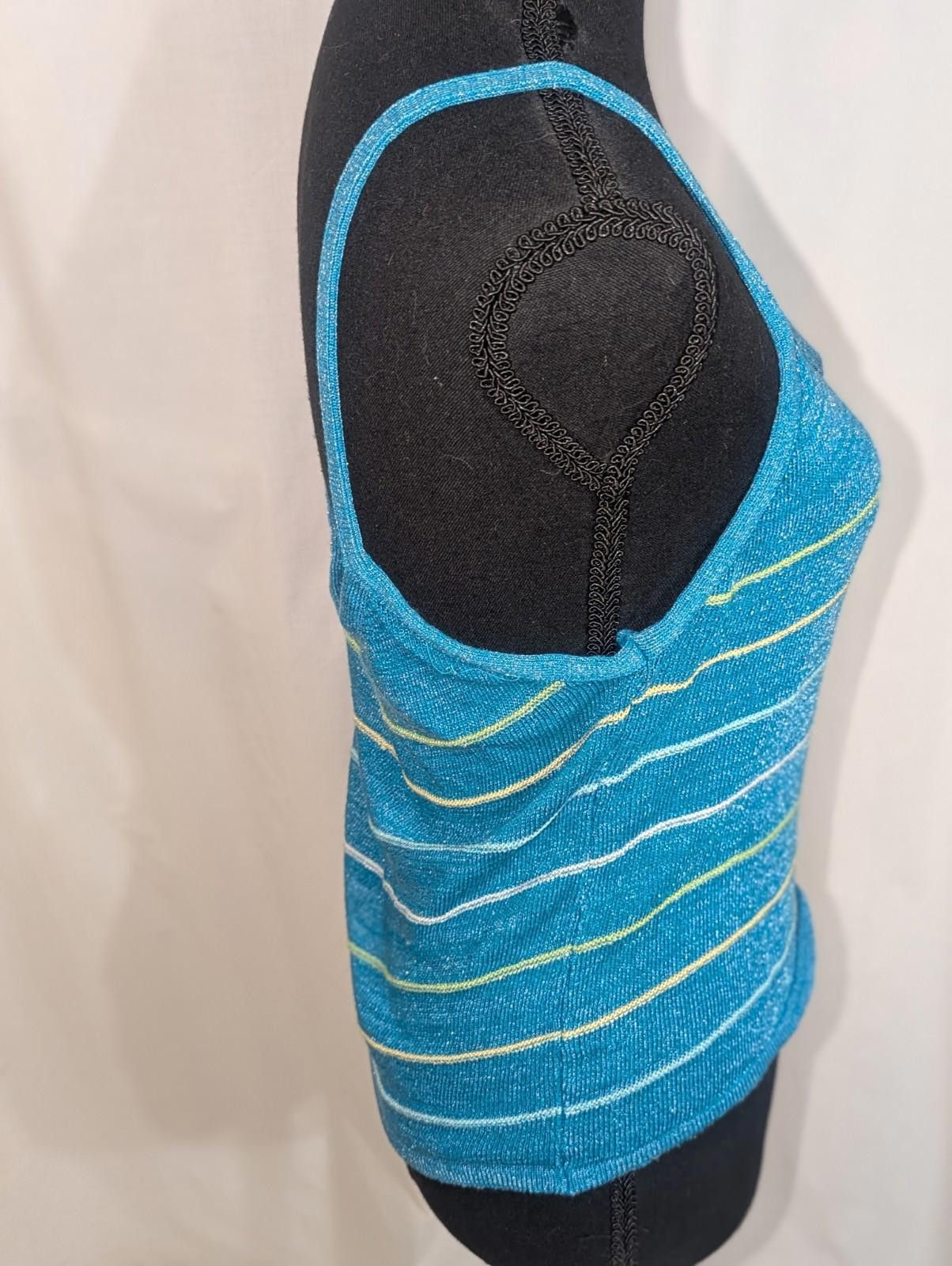 Designer VTG 90s Y2K NAF NAF Blue Striped Tank Top Sz S Size S / US 4 / IT 40 - 7 Thumbnail