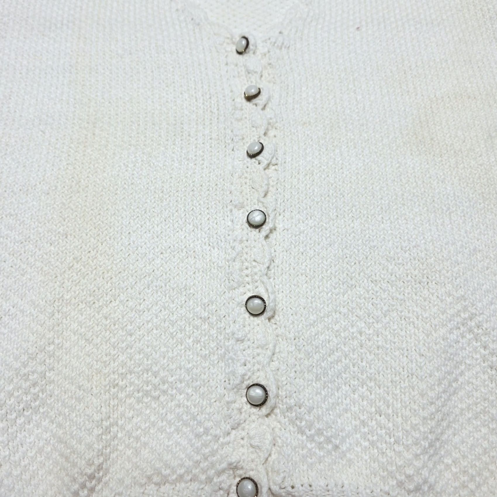 Hunter VINTAGE Hunters Run Cardigan Sweater Ivory Knited Pearl Button-Up Large 90's Woman Wool? Size L / US 10 / IT 46 - 7 Thumbnail