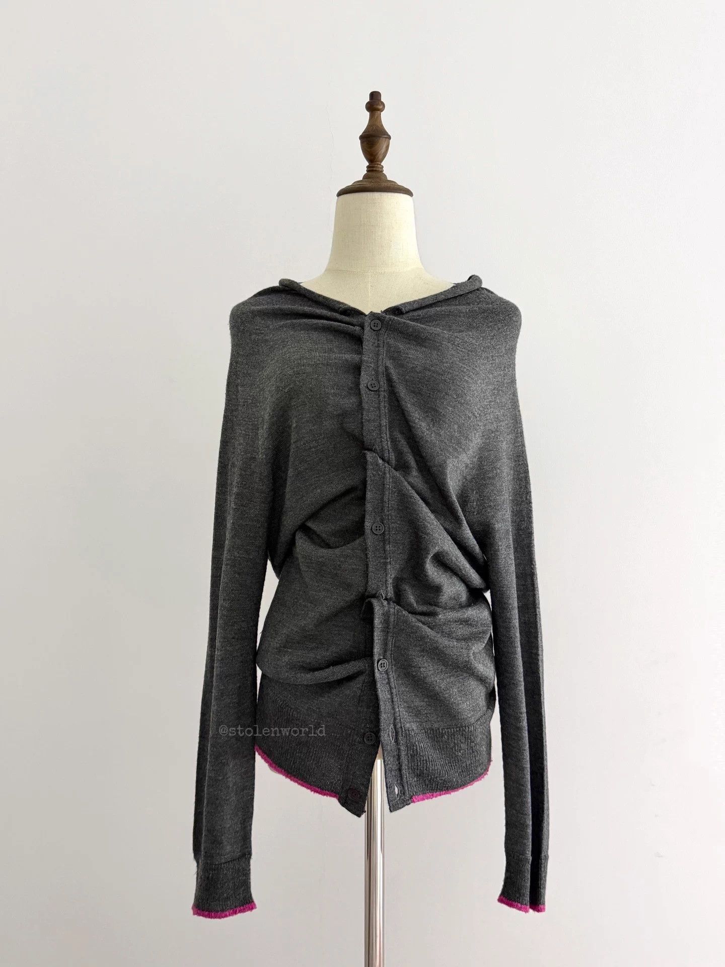 Y's Y's Dark Gray Slouchy Wool Knit Top Size 2 Size M / US 6-8 / IT 42-44 - 2 Thumbnail